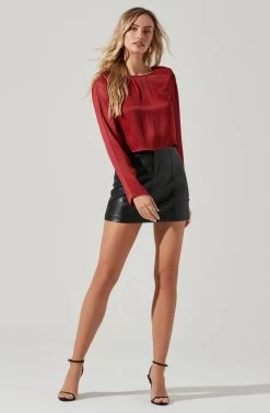 Petra Satin Chain Link Top -Chic Outfit Shop ACT17380 BERRY 1915