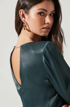 Petra Satin Chain Link Top -Chic Outfit Shop ACT17380 DARKGREEN 0963