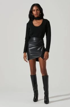 Marion Mock Neck Cutout Sweater -Chic Outfit Shop ACT17421 BLACK 1