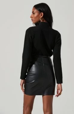 Marion Mock Neck Cutout Sweater -Chic Outfit Shop ACT17421 BLACK 5