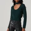 Marion Mock Neck Cutout Sweater 1 Marion Mock Neck Cutout Sweater -Chic Outfit Shop ACT17421 DARKGREEN 2