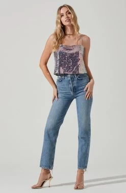 Luxoria Flower Sequin Top -Chic Outfit Shop ACT17424 LILAC 2 a4a73300 e1db 49e5 a18f d841445b250f