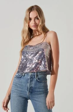 Luxoria Flower Sequin Top -Chic Outfit Shop ACT17424 LILAC 4 d952e0b9 9b32 4dc2 9ac3 cc97c85cb16a