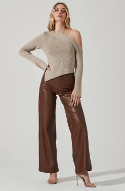 Aldari Asymmetrical Off Shoulder Sweater 10 Aldari Asymmetrical Off Shoulder Sweater -Chic Outfit Shop ACT17433B TAUPESILVER 2