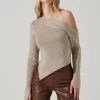 Aldari Asymmetrical Off Shoulder Sweater -Chic Outfit Shop ACT17433B TAUPESILVER 3