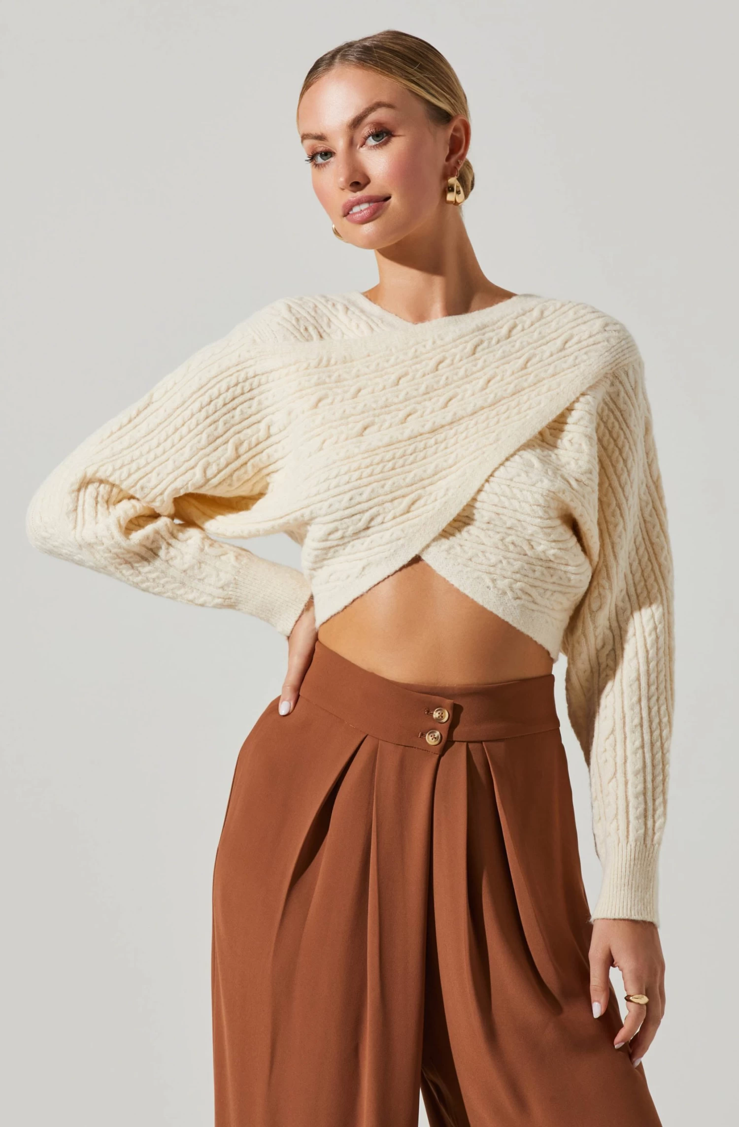 Mariana Reversible Cable Knit Wrap Sweater 3 Mariana Reversible Cable Knit Wrap Sweater