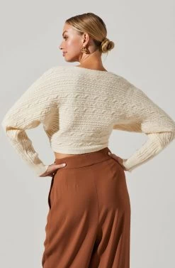 Mariana Reversible Cable Knit Wrap Sweater 19 Mariana Reversible Cable Knit Wrap Sweater -Chic Outfit Shop ACT17476 CREAM 5
