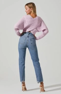 Mariana Reversible Cable Knit Wrap Sweater 24 Mariana Reversible Cable Knit Wrap Sweater -Chic Outfit Shop ACT17476 LIGHTPINK 6