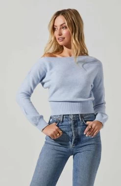 Chantria Off Shoulder Sweater 9 Chantria Off Shoulder Sweater -Chic Outfit Shop ACT17494 LIGHTBLUE 3