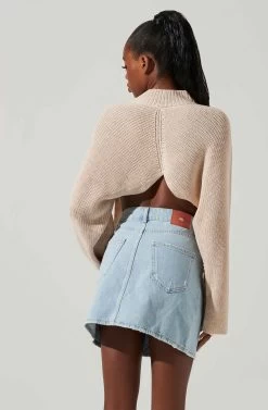 Ace Cropped Mock Neck Sweater -Chic Outfit Shop ACT17514 CREAM 3