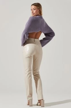 Ace Cropped Mock Neck Sweater -Chic Outfit Shop ACT17514 LAVENDER 4