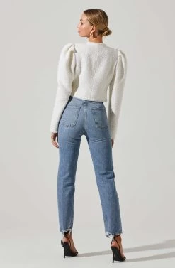 Madrigal Cropped Tweed Jacket -Chic Outfit Shop ACT17515 OFFWHITE 5