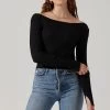 Alessandra Ribbed Off Shoulder Sweater 1 Alessandra Ribbed Off Shoulder Sweater -Chic Outfit Shop ACT17518 BLACK 3
