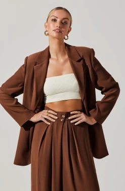 Laudine Oversized Blazer -Chic Outfit Shop ACT17526 BROWN 2 2