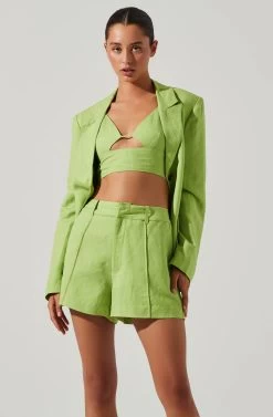 Ayra Front Button Blazer -Chic Outfit Shop ACT17557 KIWI 2