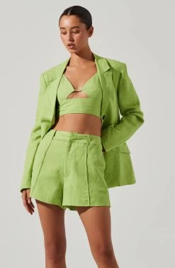 Ayra Front Button Blazer -Chic Outfit Shop ACT17557 KIWI 3