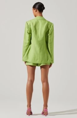 Ayra Front Button Blazer -Chic Outfit Shop ACT17557 KIWI 5