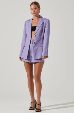 Ayra Front Button Blazer -Chic Outfit Shop ACT17557 LAVENDER 1