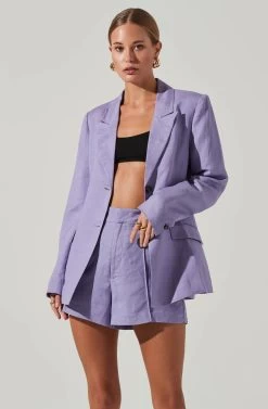 Ayra Front Button Blazer -Chic Outfit Shop ACT17557 LAVENDER 2