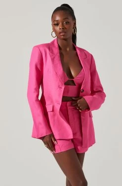 Ayra Front Button Blazer -Chic Outfit Shop ACT17557 PINK 3