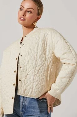 Zenni Quilted Jacket -Chic Outfit Shop ACT17567 CREAM 3