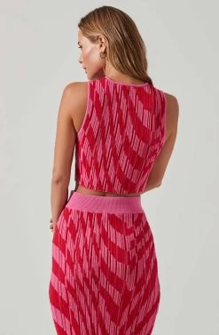 Alana Ribbed Knit Sleeveless Sweater 9 Alana Ribbed Knit Sleeveless Sweater -Chic Outfit Shop ACT17596 PINKRED 3