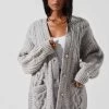 Charli Cable Knit Oversized Cardigan Sweater 1 Charli Cable Knit Oversized Cardigan Sweater -Chic Outfit Shop ACT17626 GRAY 3
