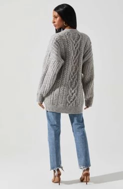 Charli Cable Knit Oversized Cardigan Sweater 18 Charli Cable Knit Oversized Cardigan Sweater -Chic Outfit Shop ACT17626 GRAY 5