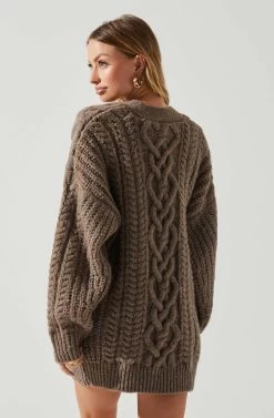 Charli Cable Knit Oversized Cardigan Sweater 25 Charli Cable Knit Oversized Cardigan Sweater -Chic Outfit Shop ACT17626 MOCHA 5