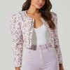 Brea Floral Quilted Cropped Puff Sleeve Jacket -Chic Outfit Shop ACT17697 LILACCORALMULTI 1 3