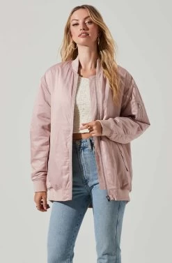 Torin Bomber Jacket -Chic Outfit Shop ACT17705 LIGHTPINK 3