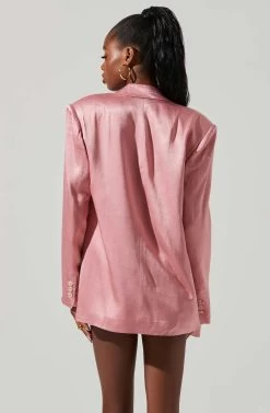 Kimia Satin Oversized Blazer 32 Kimia Satin Oversized Blazer -Chic Outfit Shop ACT17722 PINK 4