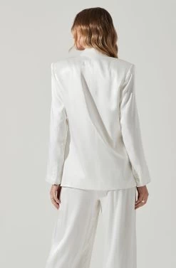 Kimia Satin Oversized Blazer 27 Kimia Satin Oversized Blazer -Chic Outfit Shop ACT17722 WHITE 5