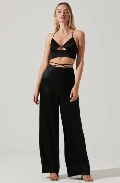 Amiah Satin Cutout Crop Top 17 Amiah Satin Cutout Crop Top -Chic Outfit Shop ACT17738R BLACK 1