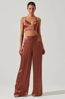 Amiah Satin Cutout Crop Top 13 Amiah Satin Cutout Crop Top -Chic Outfit Shop ACT17738R ROSEBROWN 1