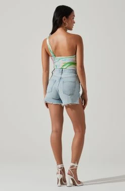 Sindri Cutout Tie Dye One Shoulder Bodysuit 12 Sindri Cutout Tie Dye One Shoulder Bodysuit -Chic Outfit Shop ACT17758P GREENSWIRL 6