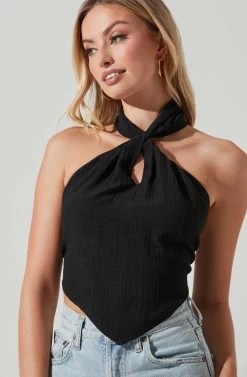 Kerensa Asymmetrical Halter Top 15 Kerensa Asymmetrical Halter Top -Chic Outfit Shop ACT17768 BLACK 4