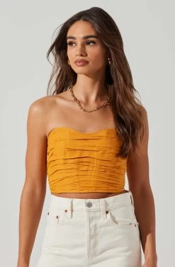 Jessamine Ruched Tube Top 21 Jessamine Ruched Tube Top -Chic Outfit Shop ACT17769 MUSTARD 3