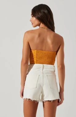 Jessamine Ruched Tube Top 23 Jessamine Ruched Tube Top -Chic Outfit Shop ACT17769 MUSTARD 5