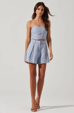 Jessamine Ruched Tube Top 26 Jessamine Ruched Tube Top -Chic Outfit Shop ACT17769 SLATEBLUE 2