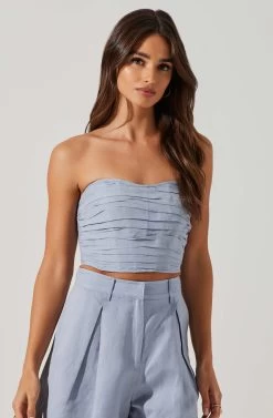 Jessamine Ruched Tube Top 24 Jessamine Ruched Tube Top -Chic Outfit Shop ACT17769 SLATEBLUE 3