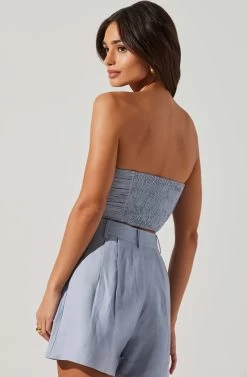 Jessamine Ruched Tube Top 28 Jessamine Ruched Tube Top -Chic Outfit Shop ACT17769 SLATEBLUE 5