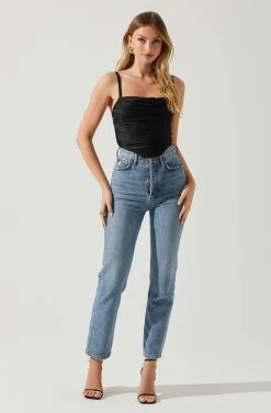 Janet Ruched Bustier Top -Chic Outfit Shop ACT17810 BLACK 2