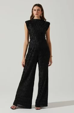 Jorja Textured Sleeveless Top -Chic Outfit Shop ACT17819 BLACK 1