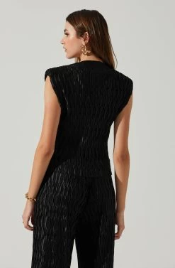 Jorja Textured Sleeveless Top -Chic Outfit Shop ACT17819 BLACK 5
