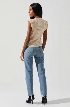 Jorja Textured Sleeveless Top -Chic Outfit Shop ACT17819 CREAM 5