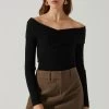 Zayla Off The Shoulder Sweater 1 Zayla Off The Shoulder Sweater -Chic Outfit Shop ACT17825 BLACK 3
