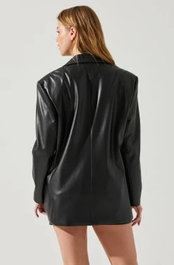 Ezra Faux Leather Oversized Blazer -Chic Outfit Shop ACT17828 BLACK 6