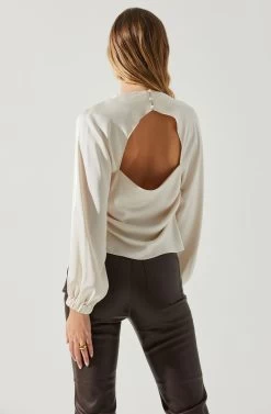 Veronica Satin Cutout Top -Chic Outfit Shop ACT17833S CHAMPAGNE 5