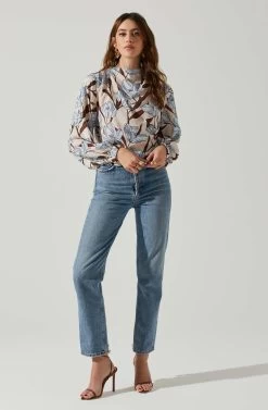 Veronica Floral Cutout Top -Chic Outfit Shop ACT17833 BLUEFLORAL 1